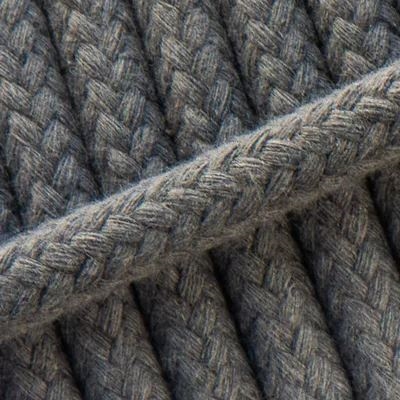 8 mm.  ca 120 cm., Braided Cotten Grey